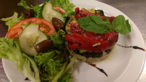 Grilled Vegetable Stack with Field Greens Salad   